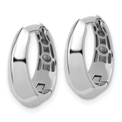 14K White Gold Polished Hinged Hoop Earrings