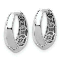 14K White Gold Polished Hinged Hoop Earrings