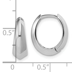 14K White Gold Polished Hinged Hoop Earrings