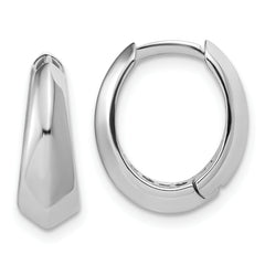 14K White Gold Polished Hinged Hoop Earrings
