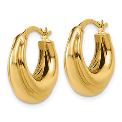 14K Polished and Grooved Hoop Earrings