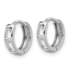 14K White Gold Polished and D/C Huggie Hoop Earrings