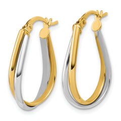14K w/Rhodium Twisted Hoop Earrings