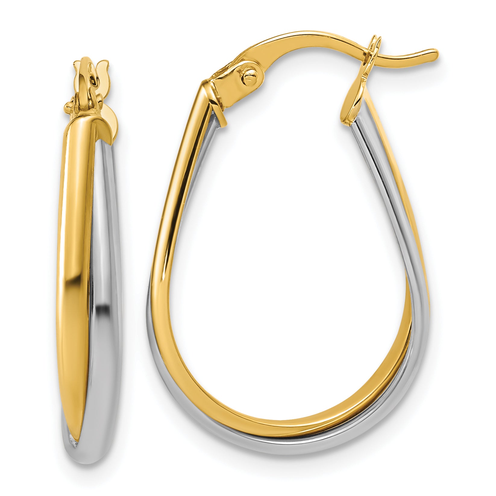 14K w/Rhodium Twisted Hoop Earrings