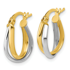14K w/Rhodium Twisted Hoop Earrings