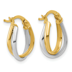 14K w/Rhodium Twisted Hoop Earrings