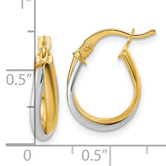 14K w/Rhodium Twisted Hoop Earrings