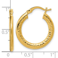 14K Polished and Grooved Hoop Earrings