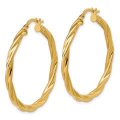 14K Polished Twisted Round Hoop Earrings
