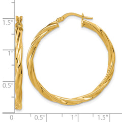 14K Polished Twisted Round Hoop Earrings