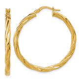 14K Polished Twisted Round Hoop Earrings