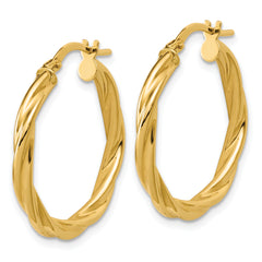 14K Polished Twisted Round Hoop Earrings