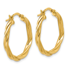 14K Polished Twisted Round Hoop Earrings