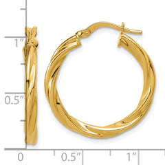 14K Polished Twisted Round Hoop Earrings
