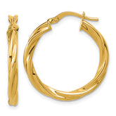 14K Polished Twisted Round Hoop Earrings