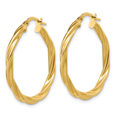 14K Polished Twisted Round Hoop Earrings