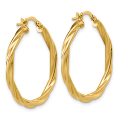 14K Polished Twisted Round Hoop Earrings