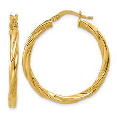 14K Polished Twisted Round Hoop Earrings