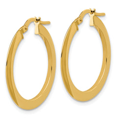 14K Polished Flat Tube Hoop Earrings