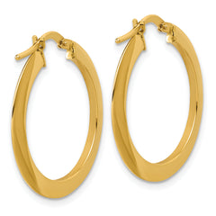 14K Polished Flat Tube Hoop Earrings