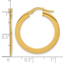 14K Polished Flat Tube Hoop Earrings