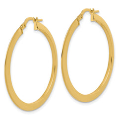 14K Polished Flat Tube Hoop Earrings