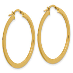 14K Polished Flat Tube Hoop Earrings