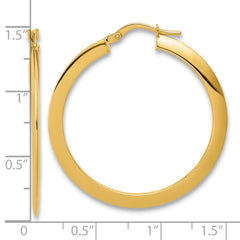 14K Polished Flat Tube Hoop Earrings