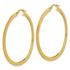14K Polished Flat Tube Hoop Earrings
