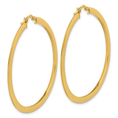 14K Polished Flat Tube Hoop Earrings