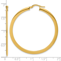14K Polished Flat Tube Hoop Earrings
