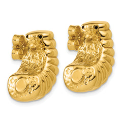 14K Polished and Grooved Hollow Puffed Post Earrings