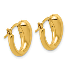14K Polished Hollow Puffed Hoop Earrings