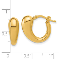 14K Polished Hollow Puffed Hoop Earrings