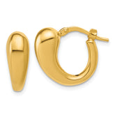 14K Polished Hollow Puffed Hoop Earrings
