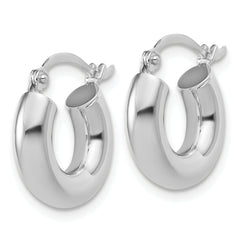 14k White Gold Polished 4mm x 15mm Lightweight Tube Earrings