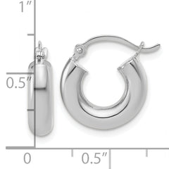 14k White Gold Polished 4mm x 15mm Lightweight Tube Earrings