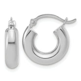 14k White Gold Polished 4mm x 15mm Lightweight Tube Earrings