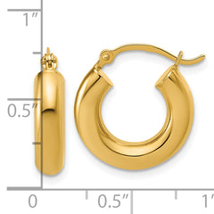 14k Polished 4mm x 17mm Lightweight Tube Earrings