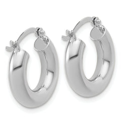 14k White Gold Polished 4mm x 17mm Lightweight Tube Earrings