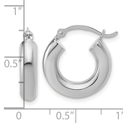 14k White Gold Polished 4mm x 17mm Lightweight Tube Earrings