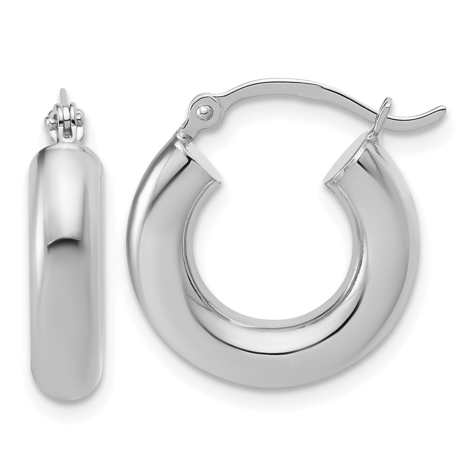 14k White Gold Polished 4mm x 17mm Lightweight Tube Earrings