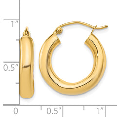 14k Polished 4mm x 20mm Lightweight Tube Earrings