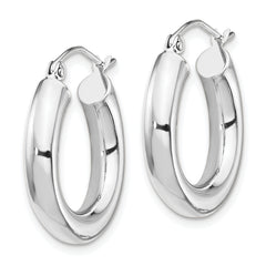14k White Gold Polished 4mm x 20mm Lightweight Tube Earrings