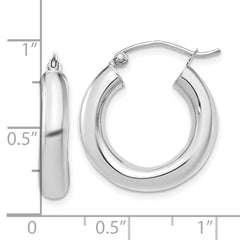 14k White Gold Polished 4mm x 20mm Lightweight Tube Earrings