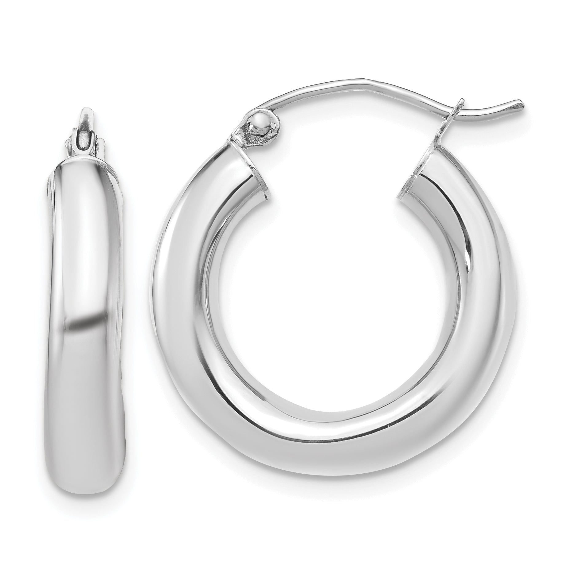 14k White Gold Polished 4mm x 20mm Lightweight Tube Earrings