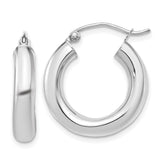14k White Gold Polished 4mm x 20mm Lightweight Tube Earrings