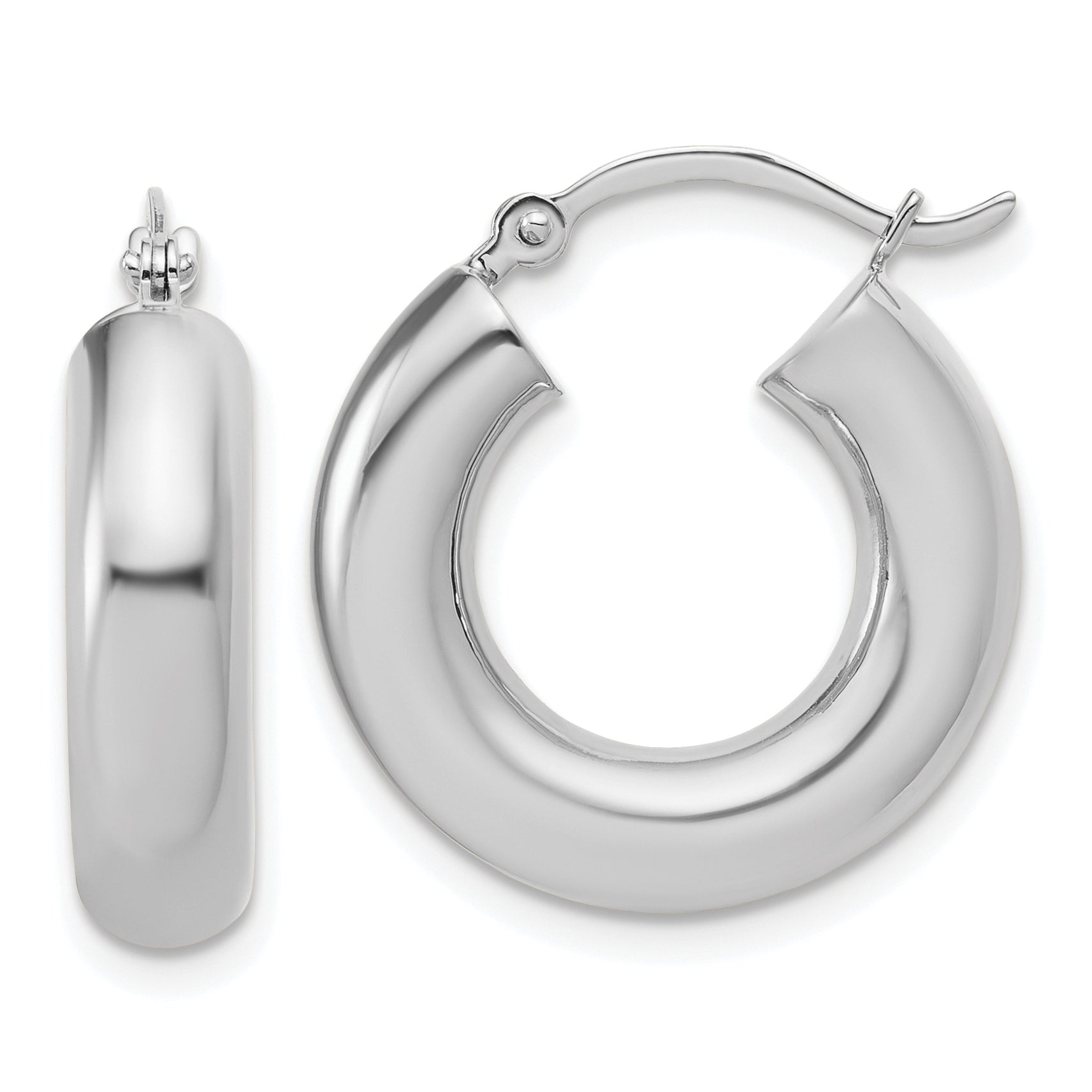 14k White Gold Polished 5mm x 20mm Lightweight Hoop Earrings
