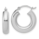 14k White Gold Polished 5mm x 20mm Lightweight Hoop Earrings