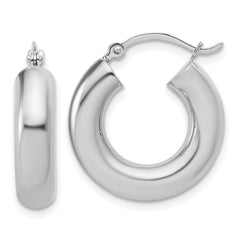 14k White Gold Polished 5mm x 20mm Lightweight Hoop Earrings